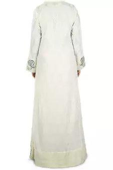 MyBatua Off White Polyester Islamic Wear For Women Arabian Style Muslim Abaya With Hijab