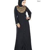 MyBatua Black Crepe Islamic Wear For Women Arabian Style Muslim Abaya With Hijab