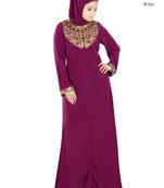 MyBatua Purple Crepe Islamic Wear For Women Arabian Style Muslim Abaya With Hijab