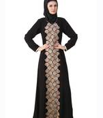 MyBatua Black Polyester Islamic Wear For Women Arabian Style Muslim Abaya With Hijab
