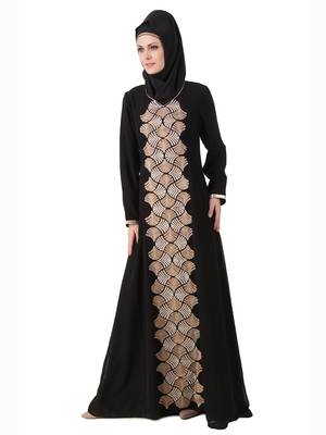 MyBatua Black Polyester Islamic Wear For Women Arabian Style Muslim Abaya With Hijab 2
