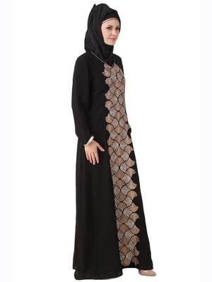MyBatua Black Polyester Islamic Wear For Women Arabian Style Muslim Abaya With Hijab 3