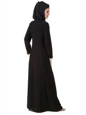MyBatua Black Polyester Islamic Wear For Women Arabian Style Muslim Abaya With Hijab 4
