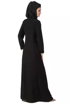 MyBatua Black Polyester Islamic Wear For Women Arabian Style Muslim Abaya With Hijab