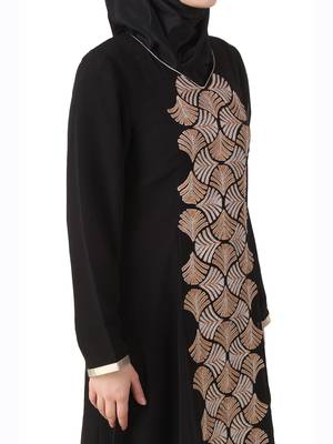 MyBatua Black Polyester Islamic Wear For Women Arabian Style Muslim Abaya With Hijab 5