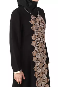 MyBatua Black Polyester Islamic Wear For Women Arabian Style Muslim Abaya With Hijab