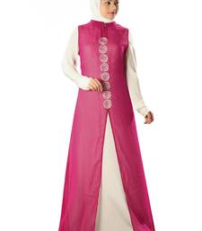 MyBatua Magenta Polyester Islamic Wear For Women Arabian Style Muslim Abaya With Hijab