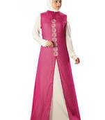 MyBatua Magenta Polyester Islamic Wear For Women Arabian Style Muslim Abaya With Hijab