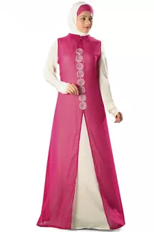MyBatua Magenta Polyester Islamic Wear For Women Arabian Style Muslim Abaya With Hijab
