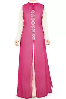 MyBatua Magenta Polyester Islamic Wear For Women Arabian Style Muslim Abaya With Hijab