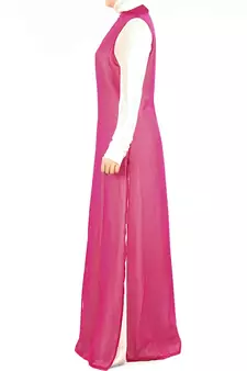 MyBatua Magenta Polyester Islamic Wear For Women Arabian Style Muslim Abaya With Hijab