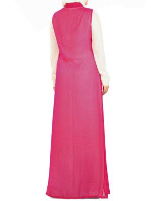 MyBatua Magenta Polyester Islamic Wear For Women Arabian Style Muslim Abaya With Hijab 5