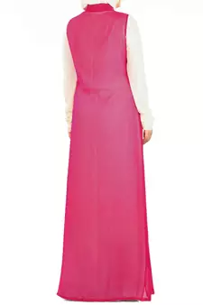 MyBatua Magenta Polyester Islamic Wear For Women Arabian Style Muslim Abaya With Hijab