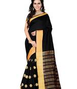 Black woven cotton silk saree with blouse