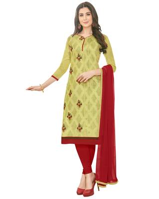 Green Embroidered Cotton Salwar With Dupatta 1