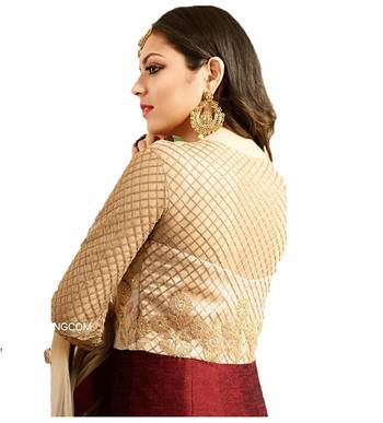Maroon embroidered silk And net Anarkali Suit 2