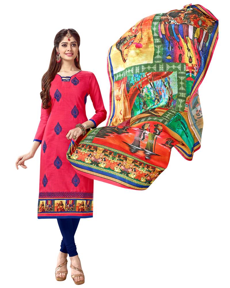 Pink embroidered cotton salwar