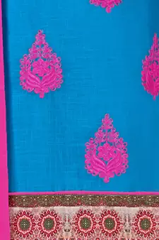 Sky-blue embroidered cotton salwar