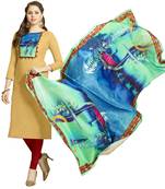 Beige digital print cotton salwar