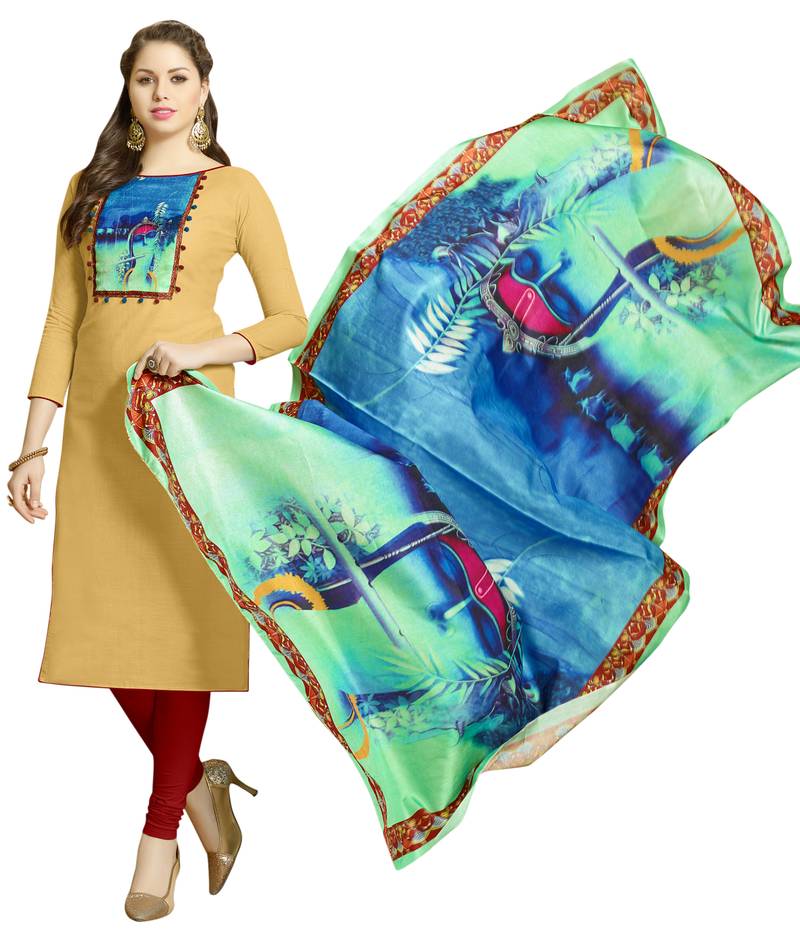 Beige digital print cotton salwar