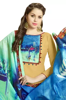 Beige digital print cotton salwar