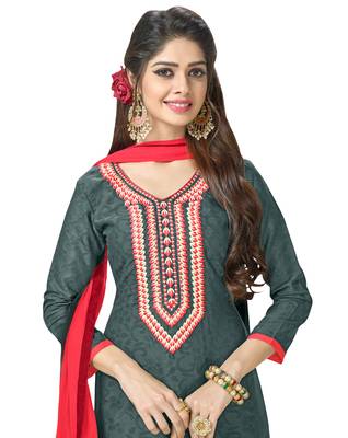 Grey Embroidered Jacquard Salwar 2