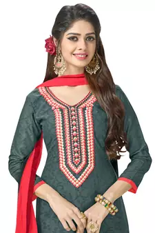 Grey Embroidered Jacquard Salwar