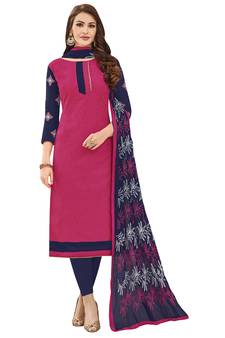 Pink embroidered jacquard salwar