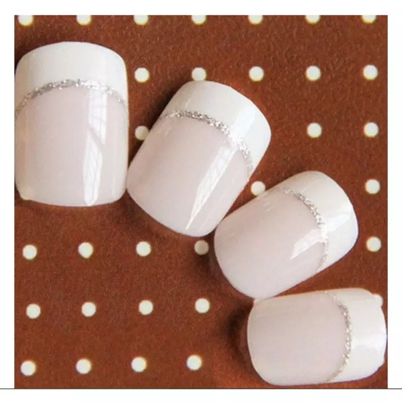 Shimmer 'n sparkle, new fashion light pink short design false nails decoration .decals tips