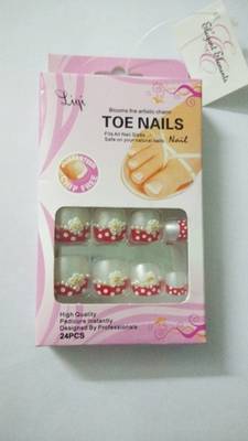 Shimmer 'n sparkle, new fashion black false TOE nails decoration .decals tips 1