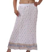 White Cotton Crinkled Long Skirt