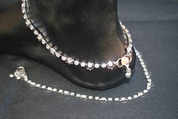 Diamond artificial studded silver payal anklets fashions jewellery 1