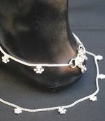 Floral silver anklet single line payal for girls