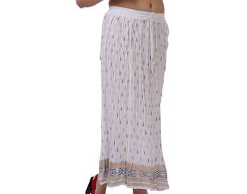 White Cotton Crinkled Long Skirt 2