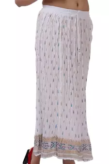 White Cotton Crinkled Long Skirt