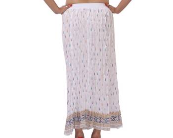 White Cotton Crinkled Long Skirt 3