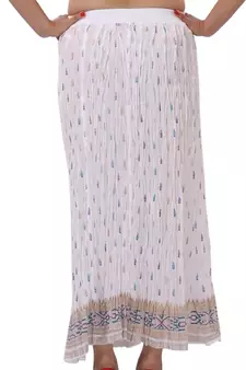 White Cotton Crinkled Long Skirt
