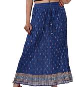 Blue Cotton Crinkled Long Skirt