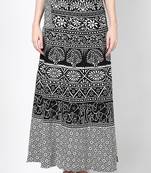 Black n White Jaipuri Printed Cotton Wrap Skirt