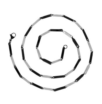 Italian Slim Black Rhodium Plated Black White Stainless Steel Necklace Chain Boys Mens 1