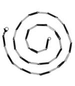 Italian Slim Black Rhodium Plated Black White Stainless Steel Necklace Chain Boys Mens