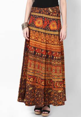 Multicolor Jaipuri Printed Cotton Wrap Skirt 4