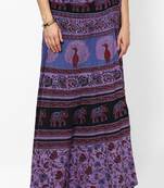 Purple Jaipuri Printed Cotton Wrap Skirt