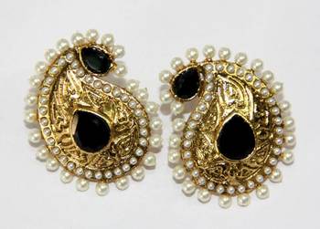 Antique Gold Plated Black N White Pearls Tops 1