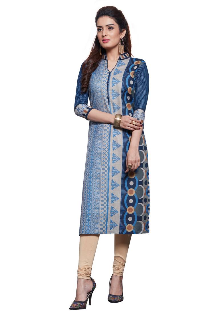 Multicolor Printed Cotton Unstitched Combo Kurti Om Clothing 2546277