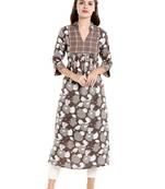 Beige  cotton long kurtis