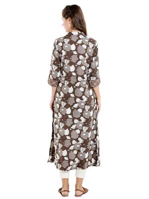 Beige  cotton long kurtis 2