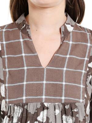 Beige  cotton long kurtis 5