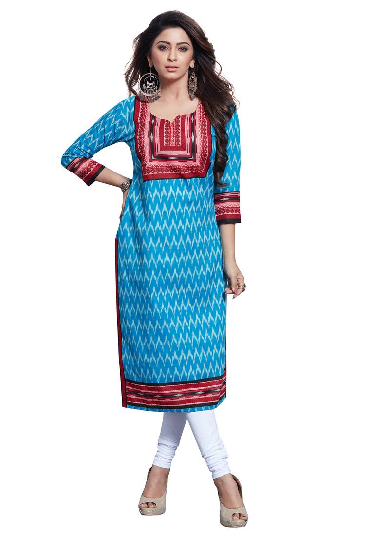 Multicolor Printed Cotton Unstitched Combo Kurti Om Clothing 2546482