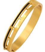 Screw Rope 18K Gold & Black Rhodium Plated CZ 316L Surgical Stainless Steel Openable Kada Bangle Men